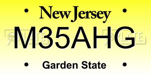 M35AHG New Jersey License Plate