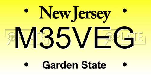 M35VEG New Jersey License Plate