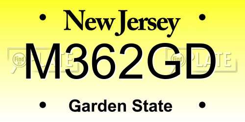 M362GD New Jersey License Plate