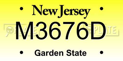 M3676D New Jersey License Plate