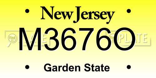 M3676O New Jersey License Plate