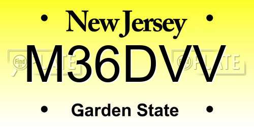 M36DVV New Jersey License Plate
