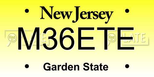 M36ETE New Jersey License Plate