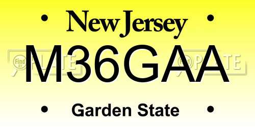M36GAA New Jersey License Plate