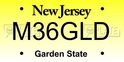 M36GLD New Jersey License Plate