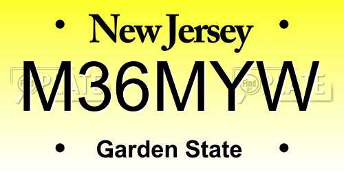 M36MYW New Jersey License Plate