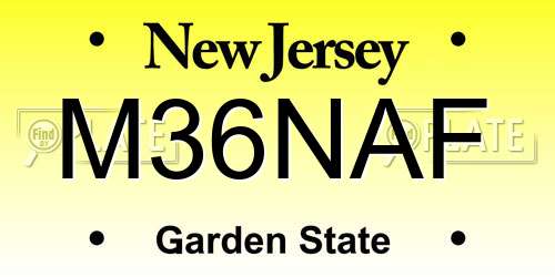 M36NAF New Jersey License Plate