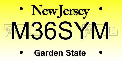 M36SYM New Jersey License Plate