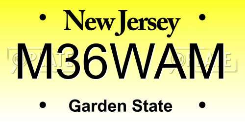 M36WAM New Jersey License Plate