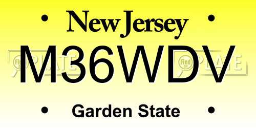 M36WDV New Jersey License Plate