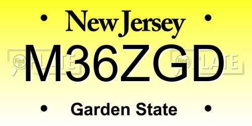 M36ZGD New Jersey License Plate