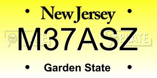 M37ASZ New Jersey License Plate