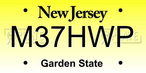 M37HWP New Jersey License Plate