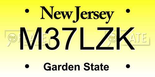 M37LZK New Jersey License Plate