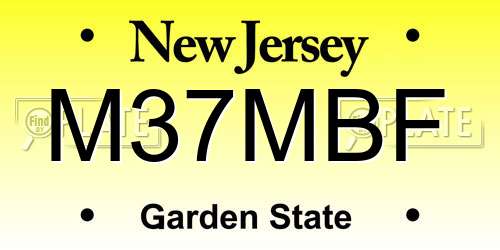 M37MBF New Jersey License Plate
