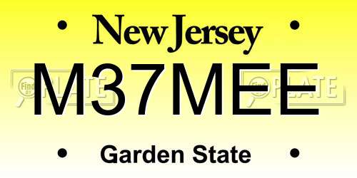 M37MEE New Jersey License Plate