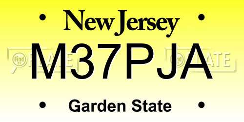 M37PJA New Jersey License Plate