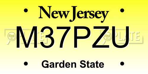 M37PZU New Jersey License Plate