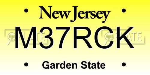 M37RCK New Jersey License Plate