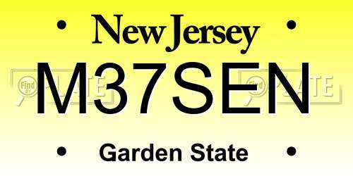 M37SEN New Jersey License Plate