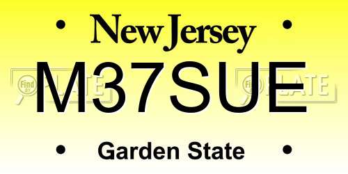 M37SUE New Jersey License Plate