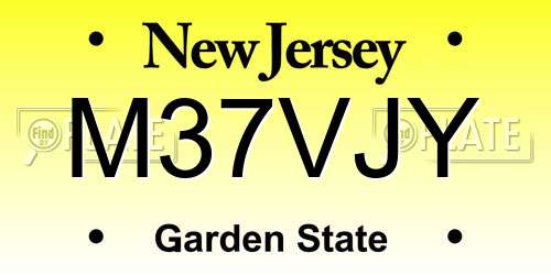 M37VJY New Jersey License Plate