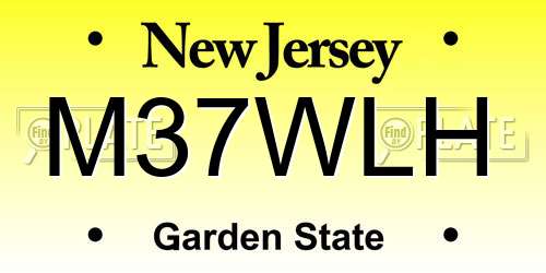 M37WLH New Jersey License Plate