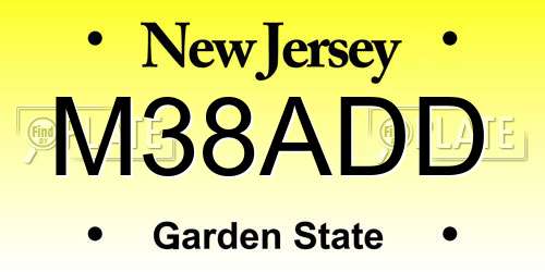 M38ADD New Jersey License Plate
