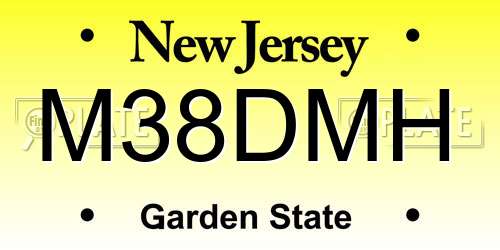 M38DMH New Jersey License Plate