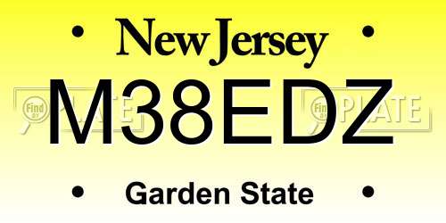 M38EDZ New Jersey License Plate