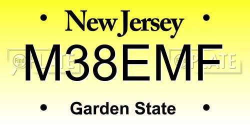 M38EMF New Jersey License Plate