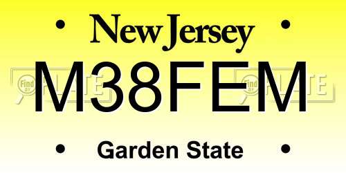 M38FEM New Jersey License Plate
