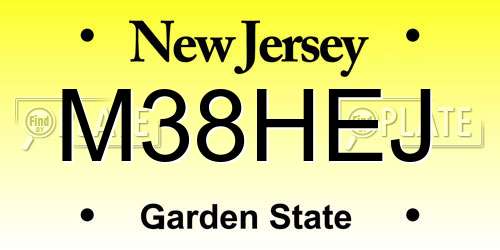 M38HEJ New Jersey License Plate