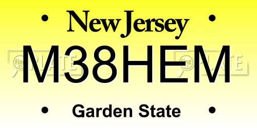 M38HEM New Jersey License Plate