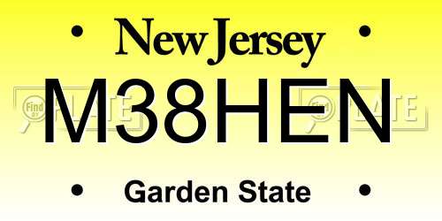 M38HEN New Jersey License Plate
