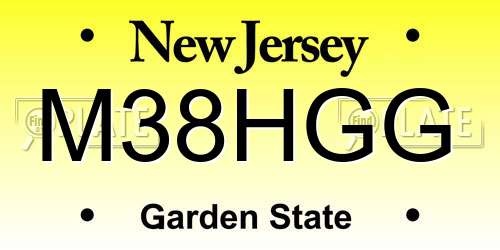 M38HGG New Jersey License Plate