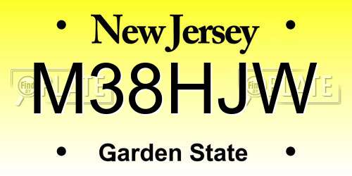M38HJW New Jersey License Plate