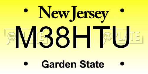 M38HTU New Jersey License Plate