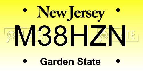 M38HZN New Jersey License Plate