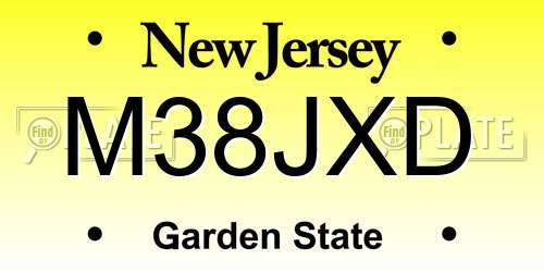 M38JXD New Jersey License Plate