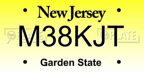 M38KJT New Jersey License Plate