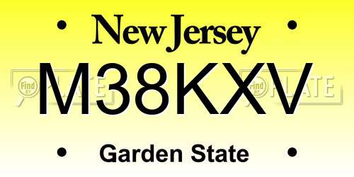 M38KXV New Jersey License Plate