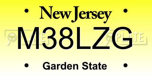 M38LZG New Jersey License Plate