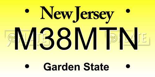 M38MTN New Jersey License Plate
