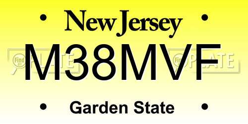 M38MVF New Jersey License Plate