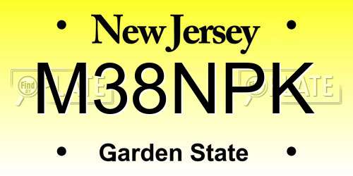 M38NPK New Jersey License Plate