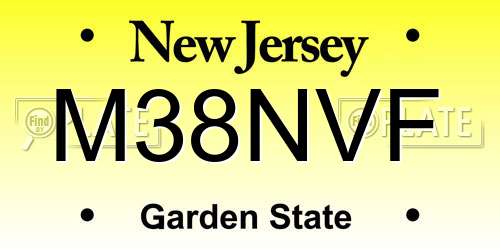 M38NVF New Jersey License Plate