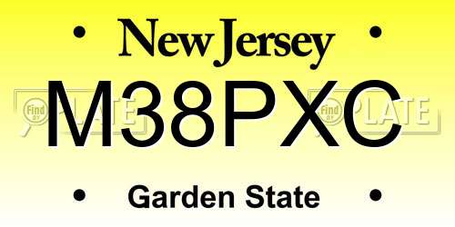 M38PXC New Jersey License Plate