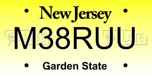 M38RUU New Jersey License Plate