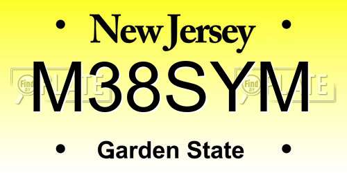 M38SYM New Jersey License Plate